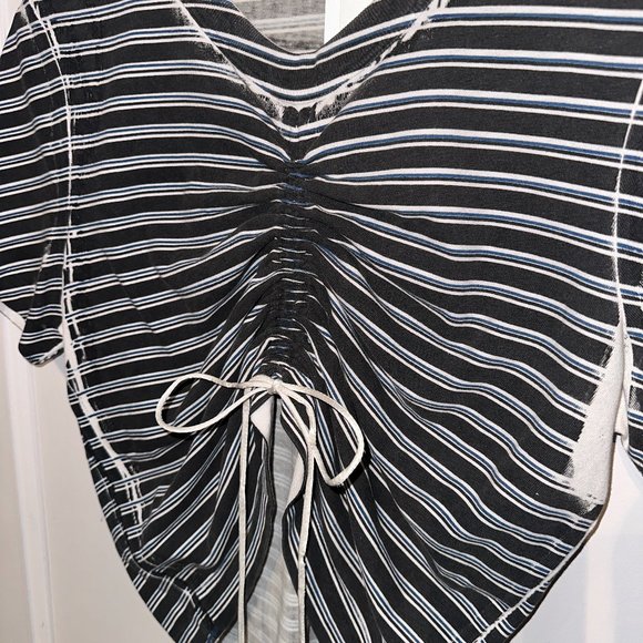 T by Alexander Wang Striped Cinch-Front Tee - Picture 4 of 8